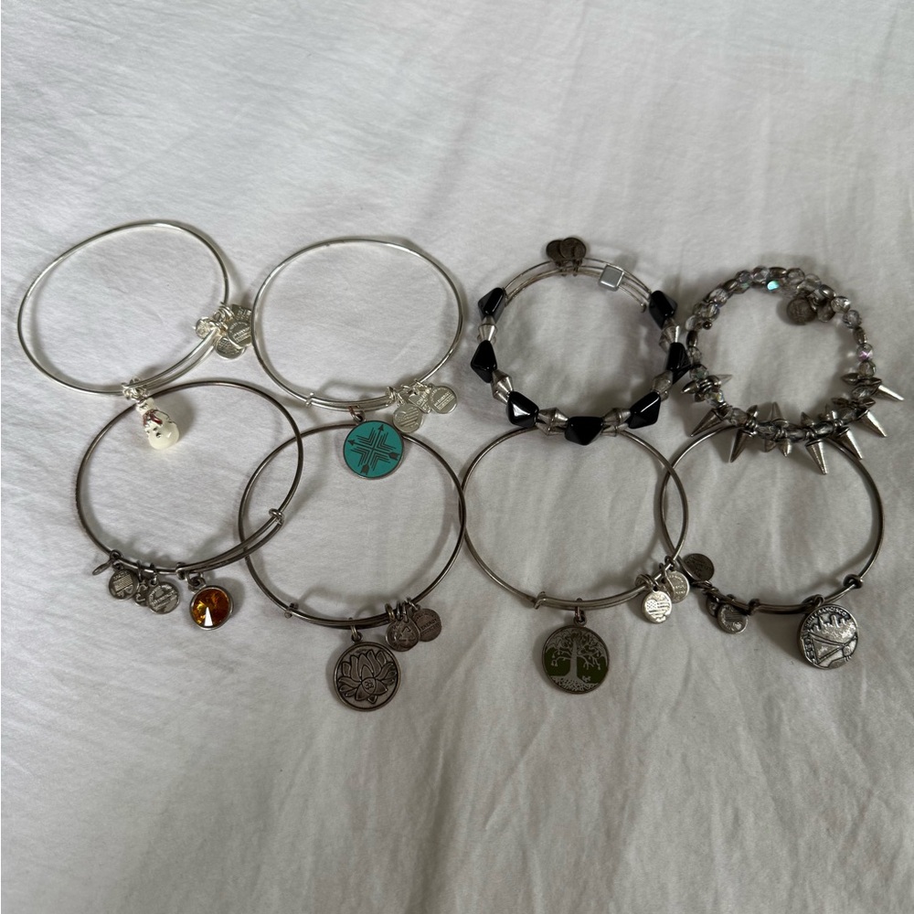 Alex and Ani Silver and Black Bracelet Collection